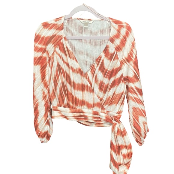 banana republic women Medium 100% Linen cropped‎ Cardigan Tie front Coastal Boho - Picture 11 of 13